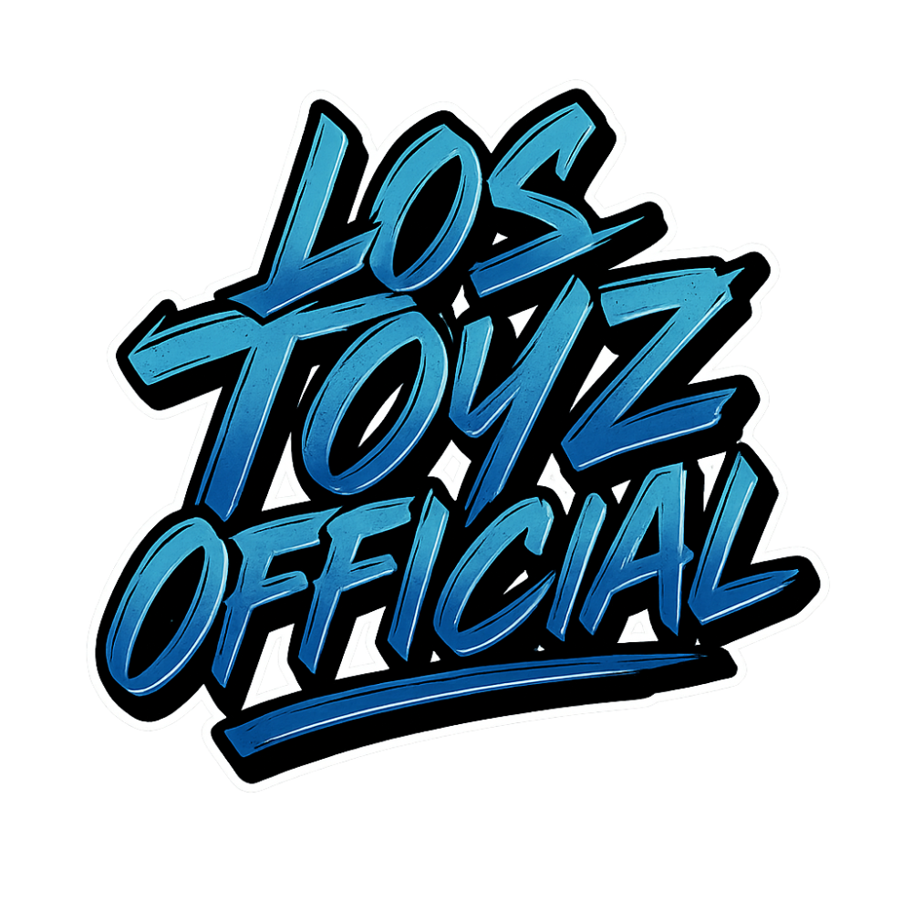 Blue and black 'Los Toyz Official' logo on a white background